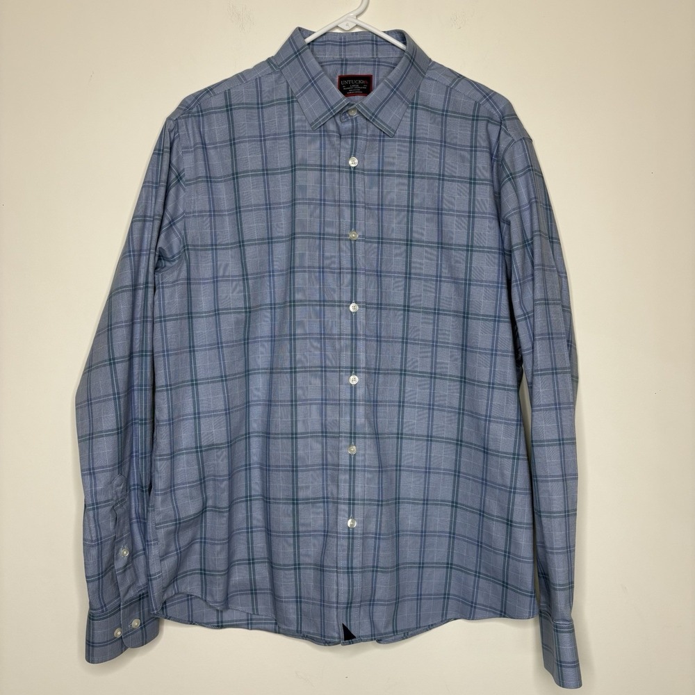 Untuckit Men's Relaxed Fit Wrinkle Free Long Sleeve Button Up‎ Shirt Size Large